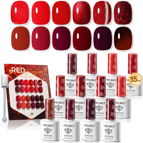 modelones 12Pcs Red Gel Polish Set front view with bottles