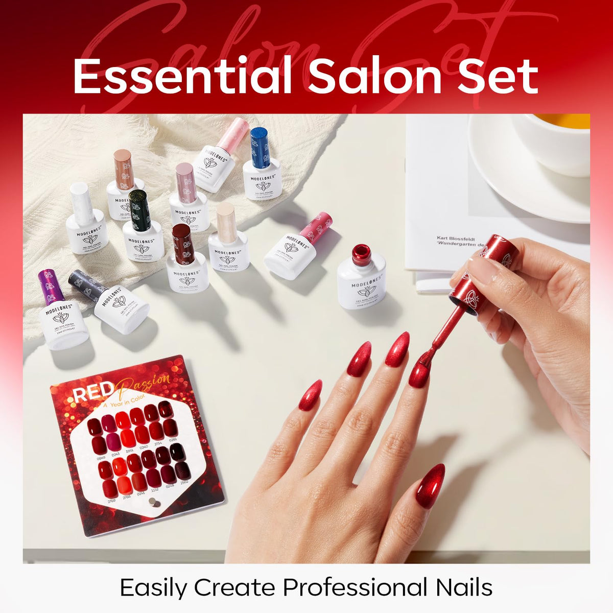 modelones 12Pcs Red Gel Polish Set packaging