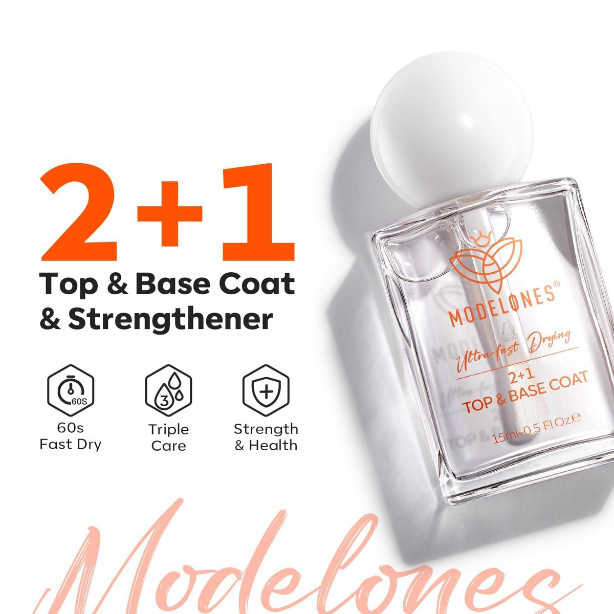 modelones 3-in-1 Nail Top & Base Coat side view