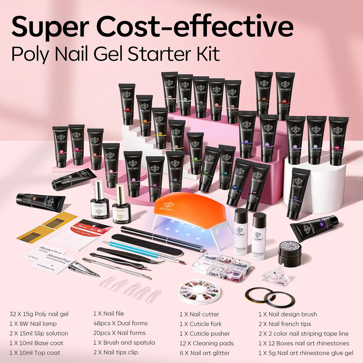 modelones 8W Nail Lamp included in Poly Nail Gel Kit