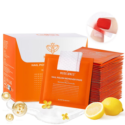 modelones Acetone Nail Polish Remover Pads 50 PCS lemon scented front view