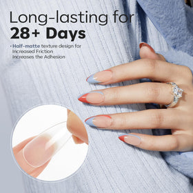modelones Almond Nail Tips half frosted texture close-up