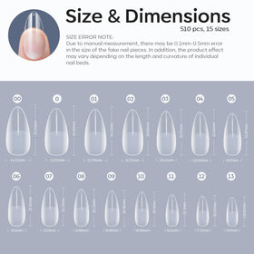 modelones Almond Nail Tips individual size numbers visible