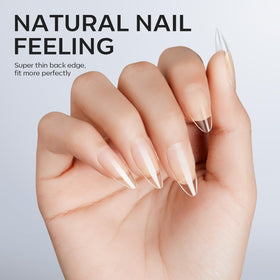 modelones Almond Nail Tips showing natural look on nails