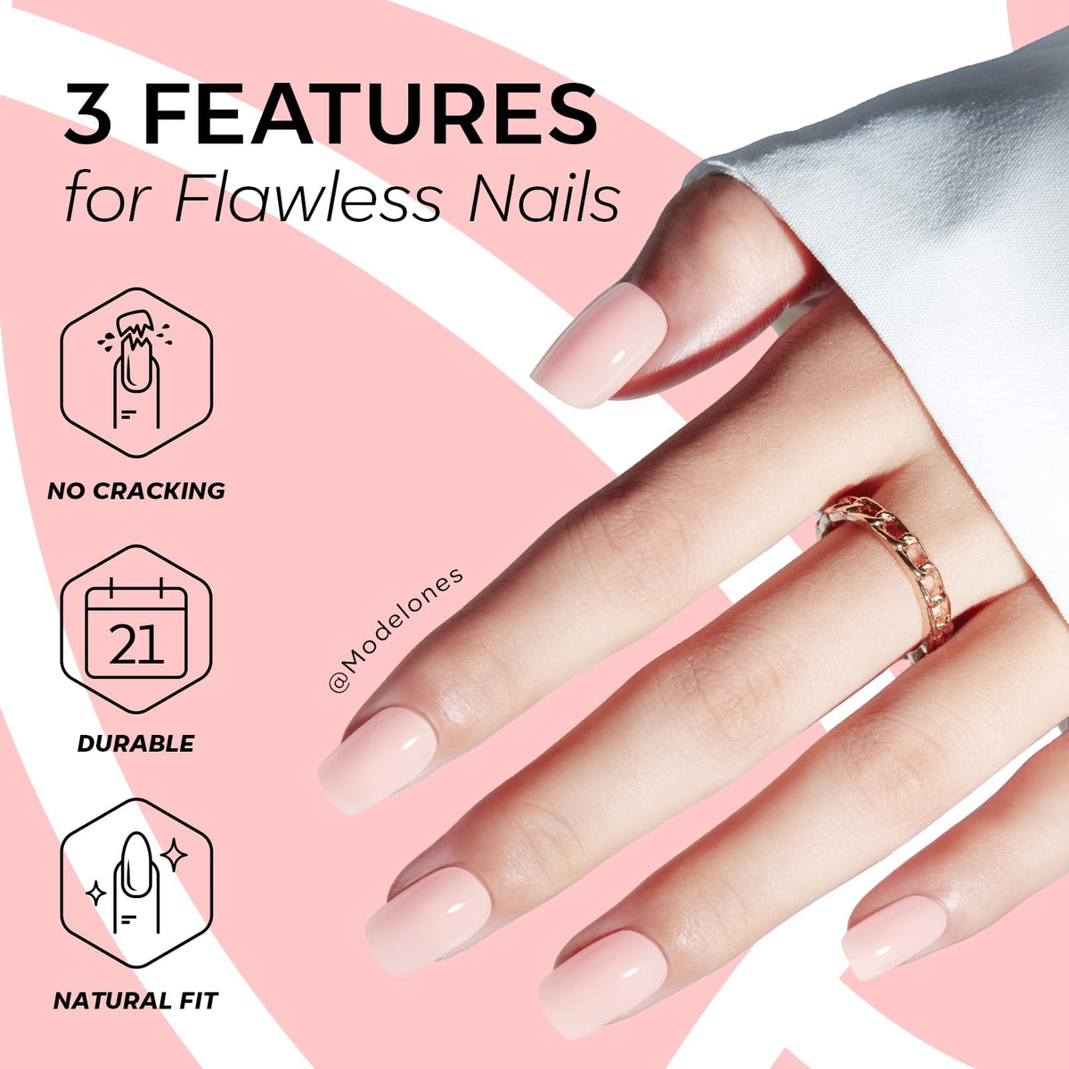 modelones Baby Pink Press On Nails lifestyle scene