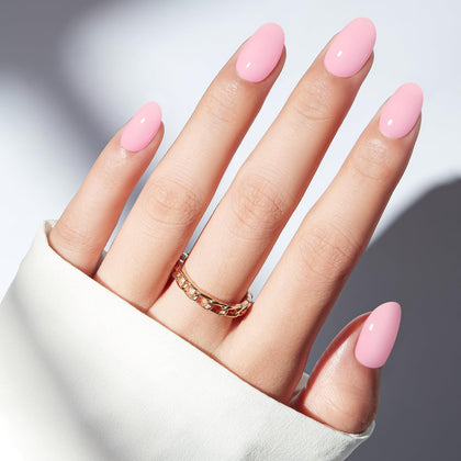modelones Baby Pink Short Press on Nails Kit front view with nails and accessories
