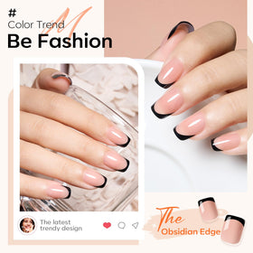 modelones Black French Tip Press on Nails Short kit contents with glue and accessories