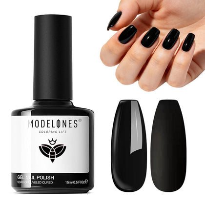 modelones Black Gel Nail Polish 15ml front view