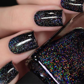 modelones Black Glitter Press On Nails kit front view with 32 pieces