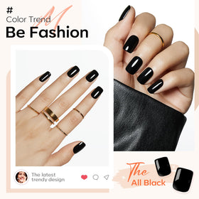 modelones Black Press On Nails accessories including glue and file
