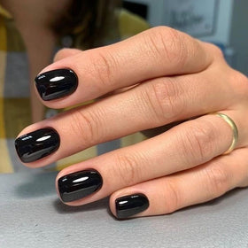modelones Black Press On Nails showing various sizes included