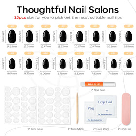 modelones Black Short Press on Nails Kit open showing various nail sizes
