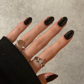 modelones Black Short Press on Nails Kit with mini nail file and cuticle stick