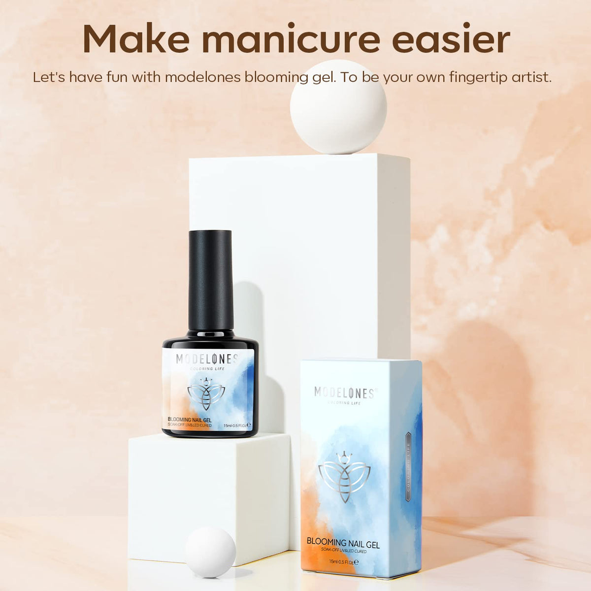 modelones Blooming Gel Polish 15ml with nail art brushes