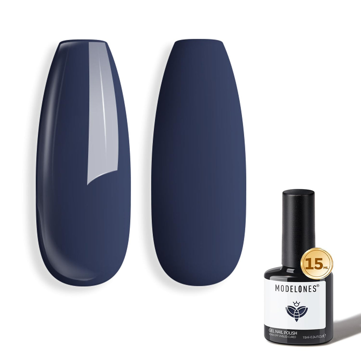 modelones Blue Gel Nail Polish 15ml dark blue bottle front view