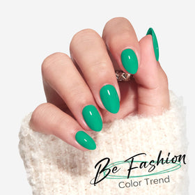 modelones Bright Green Short Press on Nails with nail glue and accessories