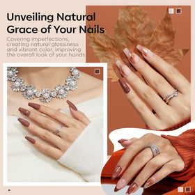 modelones Brown Gel Nail Polish bottle with Color Window design