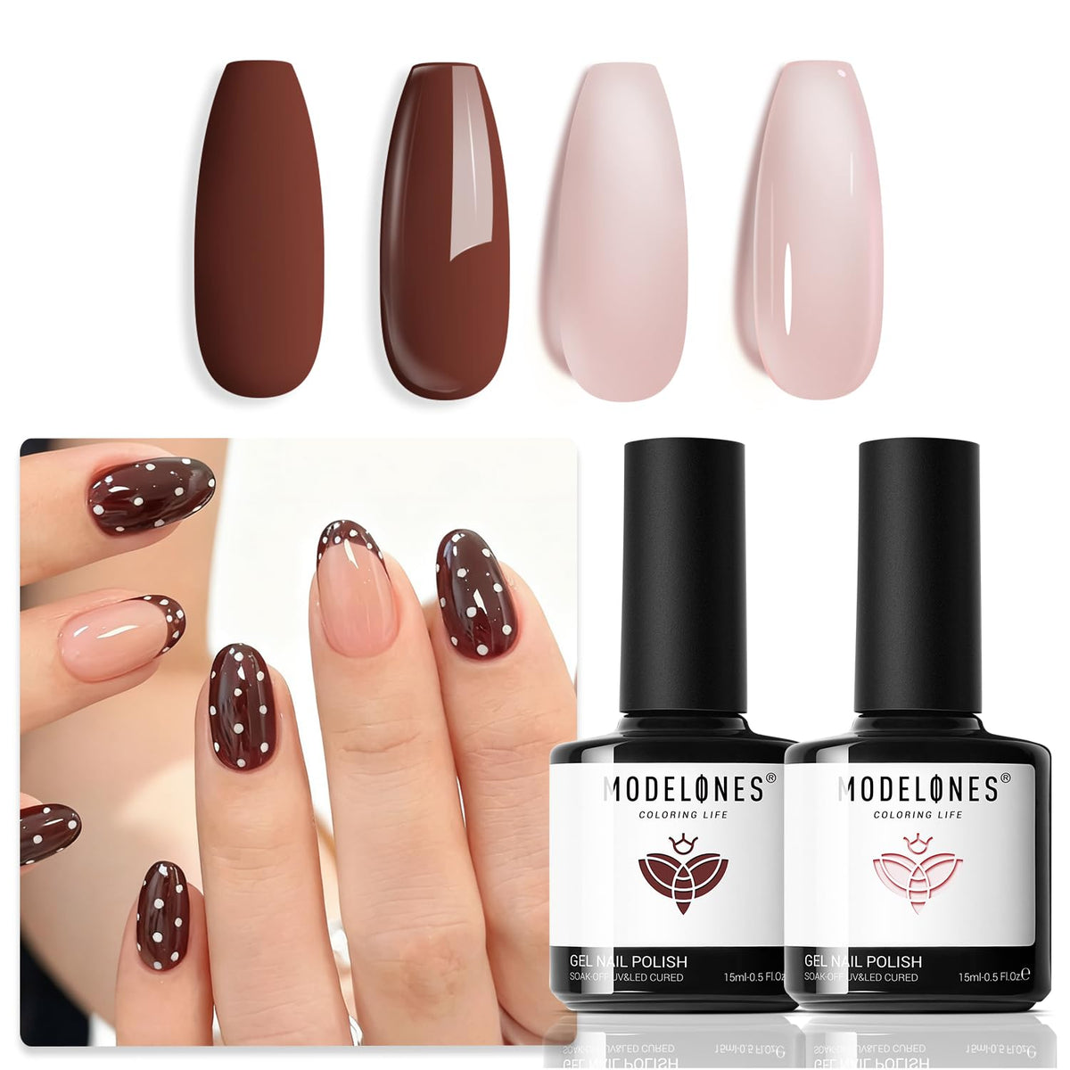 modelones Brown Gel Nail Polish Set packaging front view