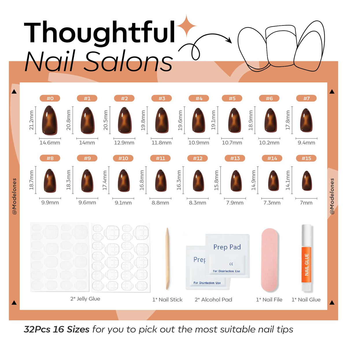 modelones Brown Press On Nails application process