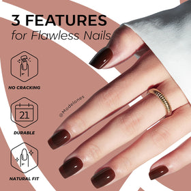 modelones Brown Press On Nails close-up of the nail design