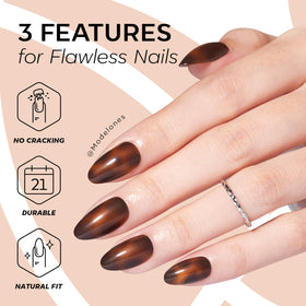 modelones Brown Press On Nails close-up showing texture