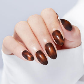 modelones Brown Press On Nails short kit front view