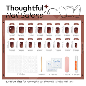 modelones Brown Press On Nails showing the double-sided nail file
