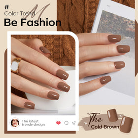 modelones Brown Press On Nails showing various sizes and shapes