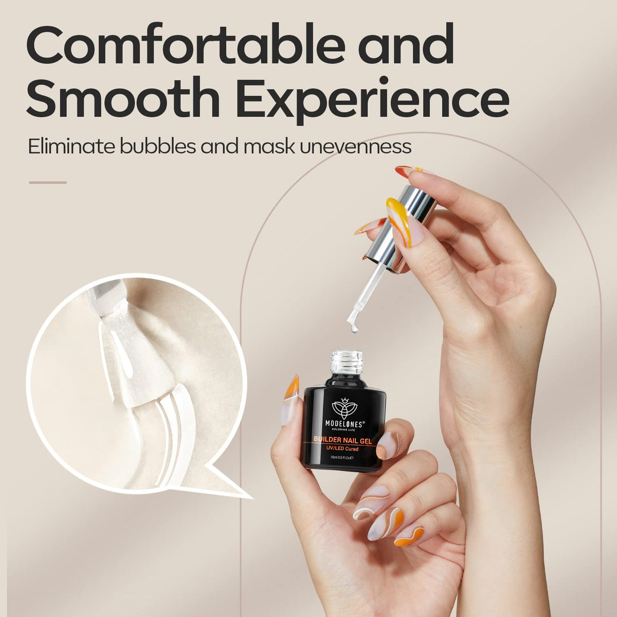 modelones Builder Nail Gel 7-in-One Clear with nail tips
