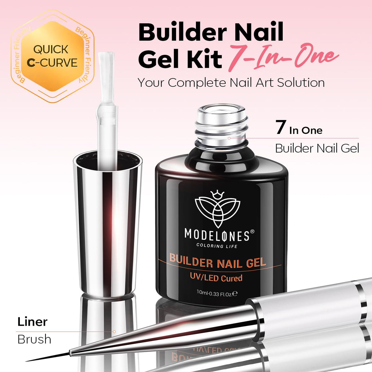modelones Builder Nail Gel and liner brush set
