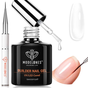 modelones Builder Nail Gel clear gel with 9mm liner brush