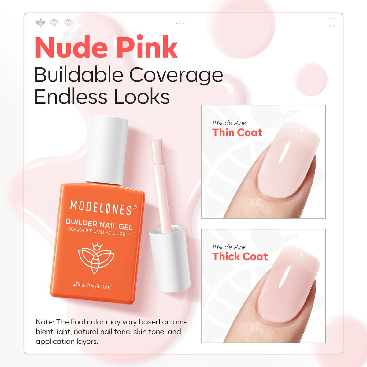 modelones Builder Nail Gel showing brush-on formula