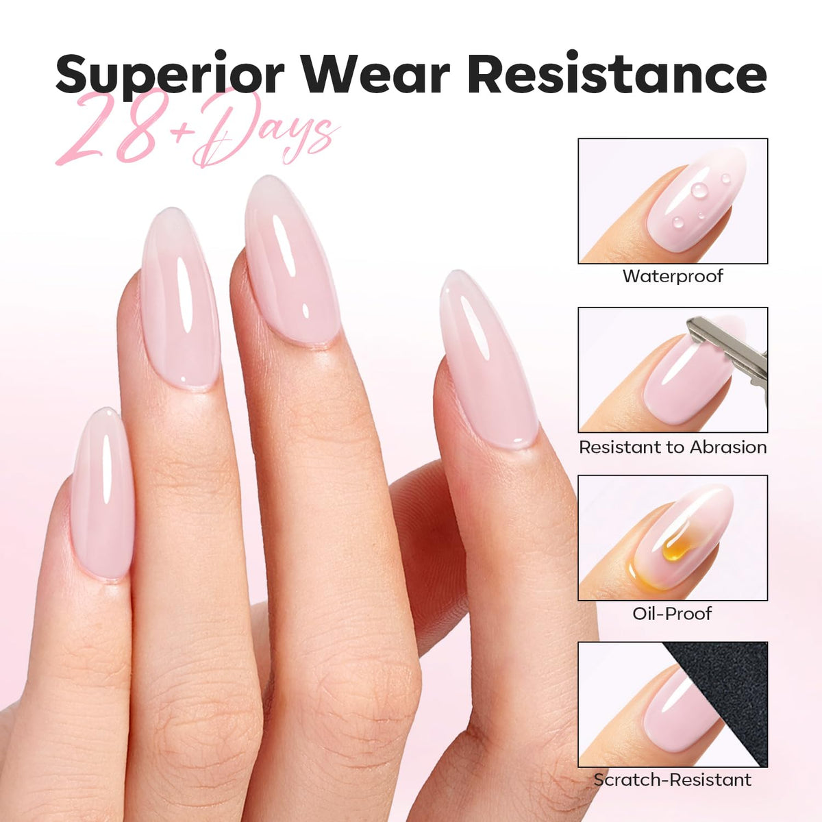modelones Builder Nail Gel Top Coat Milky Pink 15ml application on nails