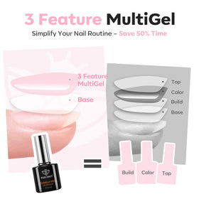 modelones Builder Nail Gel Top Coat Milky Pink 15ml with nail tools