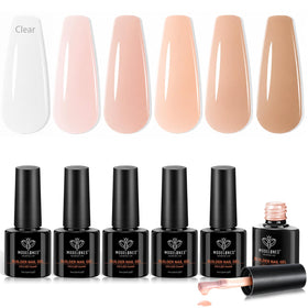 modelones Builder Nail Set 6 colours nude pink gel polish front view