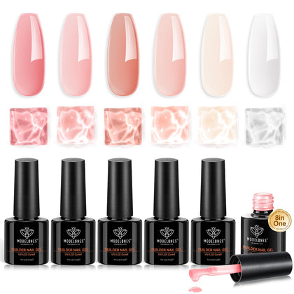 modelones Builder Nail Set front view with six gel polish bottles