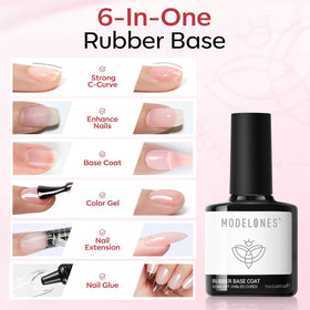modelones Builder Rubber Gel Base Coat application on nails