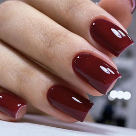 modelones Burgundy Press On Nails showing various sizes
