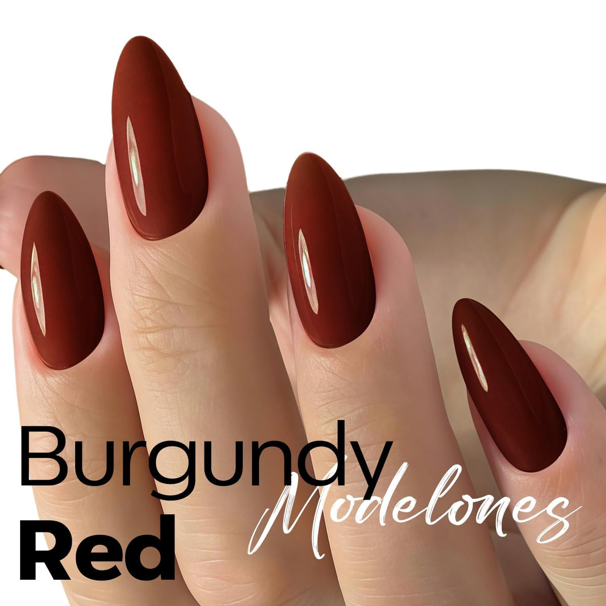 modelones Burgundy Red Gel Nail Polish 15ml applied on nails