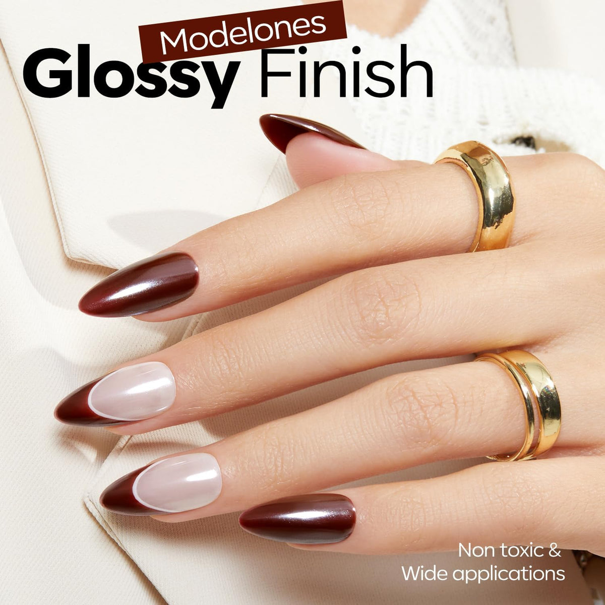 modelones Burgundy Red Gel Nail Polish 15ml with neutral gel