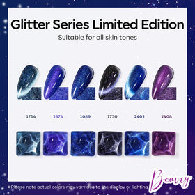 modelones Cat Eye Gel Nail Polish Glitter Black close-up
