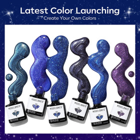 modelones Cat Eye Gel Nail Polish Glitter Blue close-up