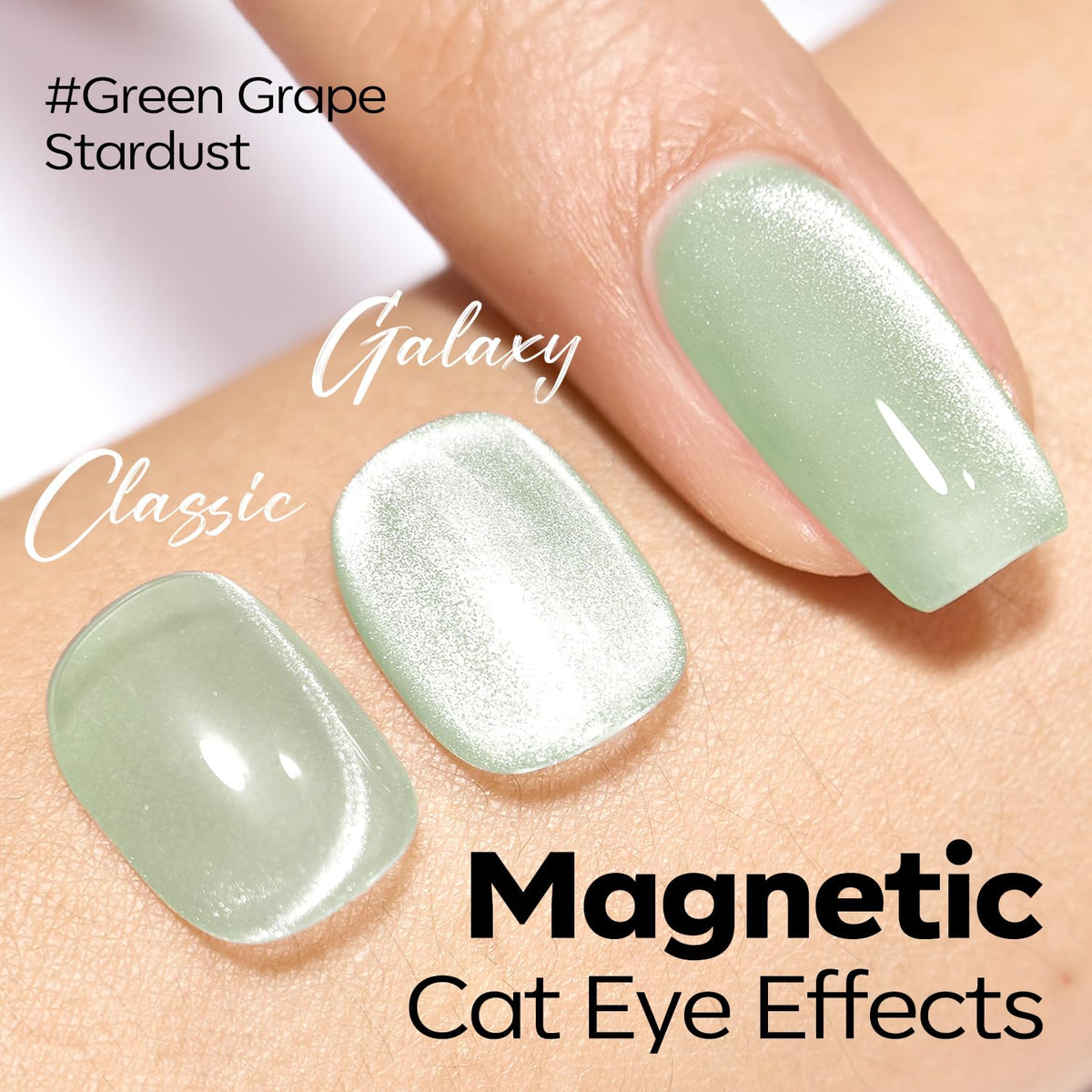 modelones Cat Eye Gel Nail Polish Green Glitter bottle with magnetic stick