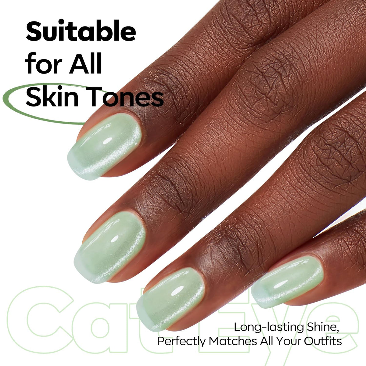 modelones Cat Eye Gel Nail Polish Green Glitter close-up of glitter