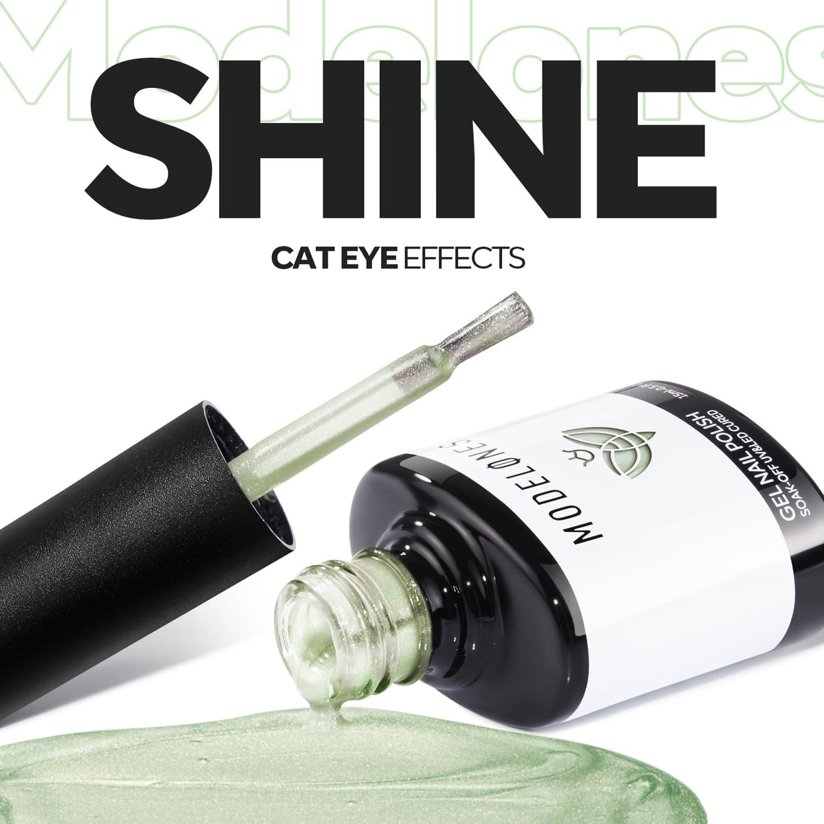 modelones Cat Eye Gel Nail Polish Green Glitter on display with other colours