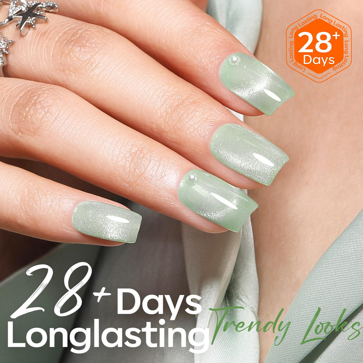 modelones Cat Eye Gel Nail Polish Green Glitter packaging