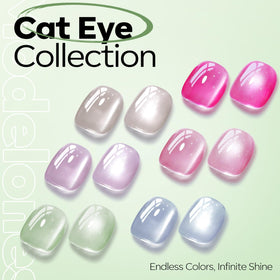 modelones Cat Eye Gel Nail Polish Green Glitter with various nail art designs