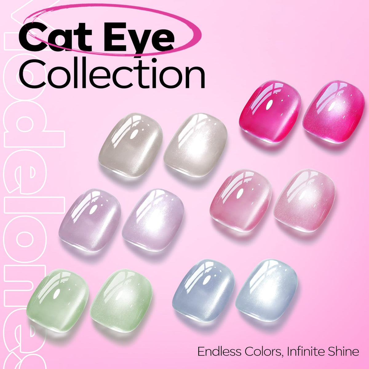 modelones Cat Eye Gel Nail Polish Hot Pink applied on nails