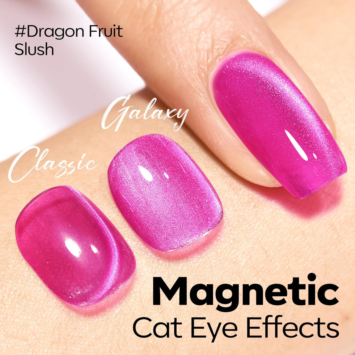 modelones Cat Eye Gel Nail Polish Hot Pink with magnetic wand