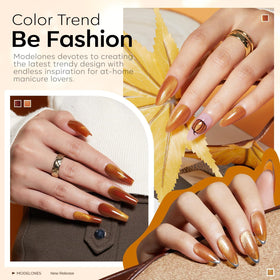 modelones Cat Eye Gel Nail Polish in nude shade on nails